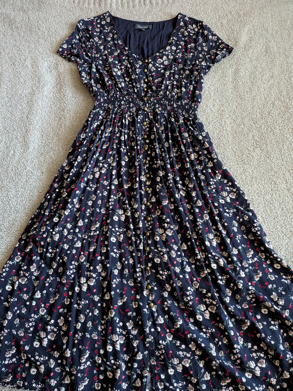 ModCloth Navy Floral Midi Dress